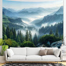 AMM Nature Forest Mountain Tapestry Green Misty Pine Tree Tapestry for Bedroom Aesthetic Foggy Woodlands Sky Landscape Tapestries Wall Hanging for Living Room Dorm 90 x 68 Inch by CozyNest Decor