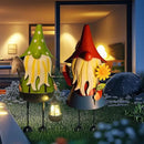 HONGLAND Solar Metal Gnome Yard Art -18 Inch Garden Gnomes Statues Outdoor Decor with Solar Lantern Lights -3D Outdoor Figurines for Patio Yard Lawn Porch Ornament Gardening Gifts by CozyNest Decor