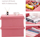 HOONEX Linen Foldable Storage Bins with Lids, 2 Pack, Storage Boxes with Carrying Handles and Sturdy Heavy Cardboard, 16.5" L x 11.8" W x 7.5" H for Shoes, Books, Clothes, Nursery, Pink by TinyTreasures Baby Boutique