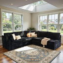 Modular Sectional Sofa with Chaise U Shaped Sectional Couch for Living Room, 5-Seater Comfy Cloud Couches, Plush Corduroy, Black by CozyNest Decor