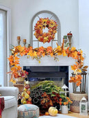 Lvydec Fall Maple Leaves Garland Decoration -6ft Artificial Fall Foliage Garland with White Pumpkins Pine Cone Autumn Decor for Halloween Thanksgiving Home Table Decor by CozyNest Decor
