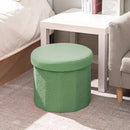 B FSOBEIIALEO Storage Ottoman Cube, Round Ottomans with Storage Foot Stool Footrest for Lving Room, Boucle Ottoman Seat for Dorm Room,Faux Teddy Fur, Green 15"x15"x15" by CozyNest Decor