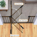 Cumbor 29.7-46" Baby Gate for Stairs, Mom's Choice Awards Winner-Auto Close Dog Gate for the House, Easy Install Pressure Mounted Pet Gates for Doorways, Easy Walk Thru Wide Safety Gate for Dog, Brown by TinyTreasures Baby Boutique
