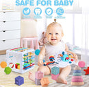 SpringFlower 5 in 1 Baby Toys 6 to 12 Months, Montessori Toys, Soft Baby Teething Toys, Sensory Bin Toy, Stacking Building Blocks & Rings Infants,Sorting Sensory Learning Gift for Toddlers Aged 1-3 by TinyTreasures Baby Boutique