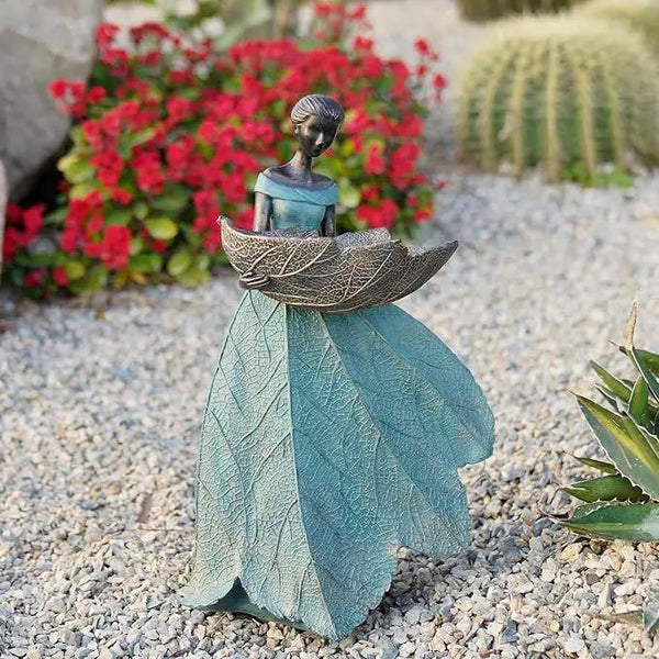 DiliComing Fairy Garden Statue Bird Feeder - 12 Inch Fairy Statue for Home Decoration, Resin Outdoor Statues for Garden Decoration, Best Bird Feeder Garden Gift for Women 12 x 7.5 x 5 Inch, photo 2 of 8