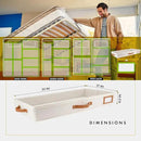 HOMELUX THEORY 2pc Low Profile Under Bed Storage Containers, Thin Under Couch Storage Organizer with Bins & Lids, Underbed Storage Box Ideal for Seasonal Clothes, Blankets, Fabric & Shoes (Ivory) by CozyNest Decor