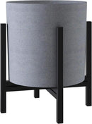 FaithLand Plant Pot 8 inch - Perfectly Fits Mid-Century Modern Plant Stand - Drainage Plug and Drainage Mesh Screen - Gray Planter Pot by GreenHaven Gardens