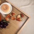 Large Bamboo Wooden Tray with Handles, Rectangular Natural Solid Wood Dinner Tray, Bamboo Wood Original Color. Suitable for Kitchen,Bedroom, Coffee, Party bar. (14.9x10.2 inches) by CozyNest Decor