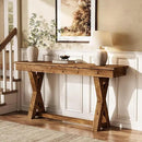Solid Wood Console Table, 63-Inch Farmhouse Entryway Table with X-Shaped Legs, Real Wood Behind The Couch Table for Living Room, Entrance, Hallway, Easy Assembly by CozyNest Decor