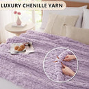 L Agusty Chunky Knit Blanket Throw: 72''x84'' Chenille Thick Knitted Throw Blanket for Bed, Couch - Handmade Large Purple Chunky Rope Blanket for Home Decor by CozyNest Decor