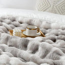 Touchat Luxury 1000GSM Faux Rabbit Fur Throw Blanket, Super Heavy Warm Cozy Grey Blankets for Couch Bed Sofa, Ruched Plush Fuzzy Elegant Soft Reversible Mink Blanket for Living Room Bedroom by CozyNest Decor