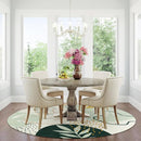 Lahome Green Washable Round Rug - 7Ft Round Area Rug for Living Room Throw Soft Boho Round Rug Large Non-Slip Round Dining Room Rug, Botanical Print Floor Round Carpet for Bedroom Office (Pink,7'x7') by TinyTreasures Baby Boutique