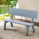 AVAWING Outdoor Convertible Wood Bench with Backrest, Patio Wood Convert a Bench, Space-Saving 2-in-1 Picnic Table Chairs Set for Backyard, Porch, Patio, Garden, Grey by CozyNest Decor