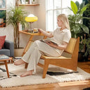 Rattan Chair 2Pcs, Mid Century Modern Accent Chair, Leisurely Reading Chair for Living Room（Wood） by CozyNest Decor