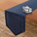 D'Moksha Homes Navy Blue Linen Table Runner 72 Inches Long - 100% Pure Linen Diamond Table Runner 14 x 72 Inch for Dining, Fall and Halloween - Machine Washable by CozyNest Decor