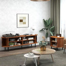 Bonzy Home 70" Mid Century Modern TV Stand, Tambour Entertainment Center with Storage, Long Media Console Television Stand with Metal Legs for up to 75'' TV, Walnut by CozyNest Decor