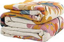 Boho Throw Blanket for Bed 60”x80”, 100% Cotton Woven Blanket for Couch Sofa, Ultra Soft 4-Layer Muslin Quilt with Floral Printed, Farmhouse Bed Blanket/Cover for Living Room Decor by CozyNest Decor