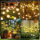 luckystyle Solar Garden Lights 4 Pack,2 Lighting Modes Fairy Lights with Artificial Green Leaves & Branches,32 LED Big Bulb Solar Lights Outdoor Waterproof Firefly Light for Yard Pathway Patio Decor by CozyNest Decor