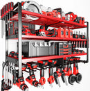 Upgrade Large power tool organizer Wall Mount,4 Layers Heavy Duty Metal Loads 400lbs Power Tool Hanger Shelf Battery Storage with 8 Cordless Drill Bit Holder,Utility Racks for Garage Tool Room by GreenHaven Gardens