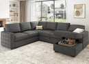 HONBAY Sectional Sleeper Sofa with Pull Out Bed U-Shape Sectional Couch Sleeper Bed with Storage Chaise 6 Seater, Light Grey by CozyNest Decor