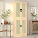 Oak Rattan Kitchen Pantry, 71" Tall Storage Cabinet with Doors, Boho Hutch for Dining Room by CozyNest Decor