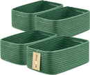 Small Storage Baskets for Organizing | Closet Organizer Bins | Shelf Toy Basket | Woven Rope Baskets | Cube Decorative Box | Shallow Basket | 13x8.5x5.1” | 4 Packs Green by GreenHaven Gardens