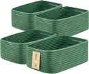 Small Storage Baskets for Organizing | Closet Organizer Bins | Shelf Toy Basket | Woven Rope Baskets | Cube Decorative Box | Shallow Basket | 13x8.5x5.1” | 4 Packs Green by TinyTreasures Baby Boutique