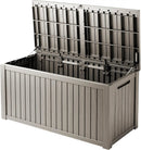 150 Gallon Waterproof Large Resin Deck Box Indoor/Outdoor Lockable Storage Container and Seating for Garden, Pool, and Patio (150 Gallon, Grey) by GreenHaven Gardens