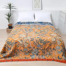 Snycler Boho Throw Blanket for Bed - 100% Cotton Ultra Soft Rustic Quilt Blanket Orange Bird Floral Printed Farmhouse Decor Bed Blankets, 80"×90" All Season Rustic Throw for Sofa Couch Chair by CozyNest Decor