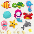 CiyvoLyeen Sea Animals Sewing Kit Mermaid DIY Felt Plush Craft Kit Make Your Own Ocean Animals Gifts for Beginner Boys and Girls Educational Kids Art Craft Supplies Set of 12 by TinyTreasures Baby Boutique
