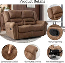 CANMOV Faux Leather Manual Recliner Sofa Set,Manual Reclining Sofa and Recliner Loveseat with Overstuffed Armrest for Living Room,Bedroom Furniture,Office,Nut Brown by CozyNest Decor