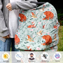Baby Car Seat Cover, Multi-use Nursing Cover for Breastfeeding, Stretchy Stroller Cover Boys Girls, Stretchy Carseat Canopy, Soft Breathable, Woodland Animal Bear by TinyTreasures Baby Boutique