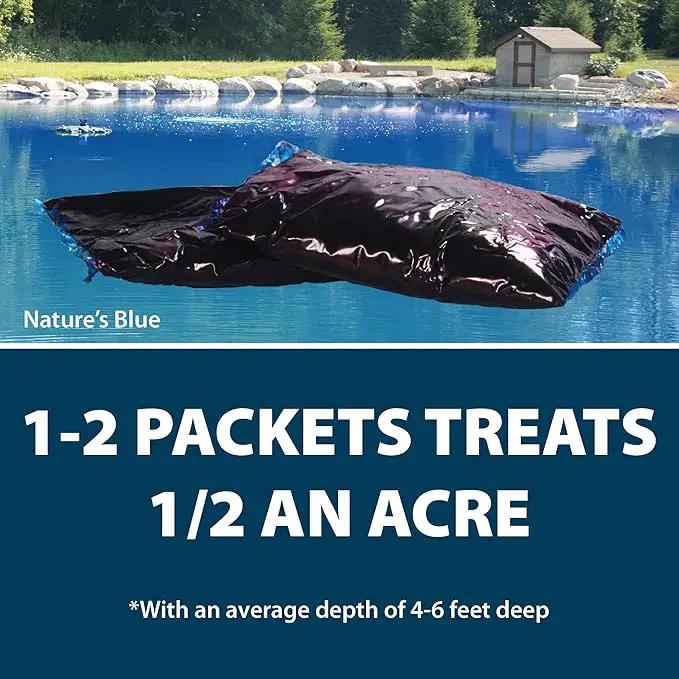 Airmax Pond Dye Packets Nature's Blue Colorant for Large Pond & Lake, Beneficial UV Blocking Color Concentrate, Maintain Clean & Clear Pond, Fish, Bird & Animal Safe, Easy Treatment, 2 Soluble Packets, photo 3 of 9