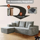 HYJT-H&K Modular Sectional Sofa Cloud Couch, 107" Comfy L Shaped Sectional Couches for Living Room, Deep Seat Memory Foam Plush Fluffy Corduroy Boneless Couch Sectionals Left Facing Sofa Chaise Grey