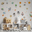 Solar System Wall Decals Astronaut Animals - Peel and Stick Outer Space Stickers with Planets and Stars for Kids Room, Boys or Girls Bedroom, Toddler Nursery, Playroom, Daycare Wall Decor -L Size by TinyTreasures Baby Boutique