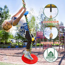 Tree Swing Climbing Rainbow Rope, Heavy Duty Swing Disc Seat Replacement for Kids with Hanging Strap and Platform Carabiners Indoor/Outdoor Playground Accessories (Red) by TinyTreasures Baby Boutique