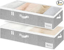 StorageWorks Large Under Bed Storage Containers with Handles and Label Holder, 2 Pack Ultra-thick Fabric Underbed Bins, Closet Organizer for Clothes, Blankets, Sweater by CozyNest Decor