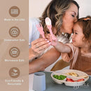 Made in USA Spoon la la Toddler Utensils Set (2 Pack) & Board Book - Spoon & Fork for Kids, Self-Standing 3D Ergonomic Cat & Dog Handles, BPA-free, Dishwasher Safe Baby Silverware (Pink) by TinyTreasures Baby Boutique