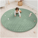 Comfy Cubs Round Kids Play Mat - Large 60 inches Soft Quilted Baby Floor Mat with Non-Slip Bottom - Plush Design for Toddlers' Playtime and Relaxation - Comfortable and Durable - Fern by TinyTreasures Baby Boutique