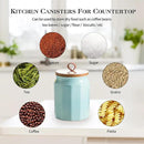 Canister Sets for Kitchen, Kitchen Canisters for Countertop with Airtight Wood Lid, Ceramic Food Storage Containers and Sugar Container for Coffee, Flour, Tea, Candy, Cookie, Spice by CozyNest Decor