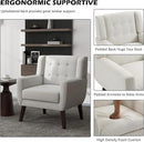 UIXE Accent Chair, Modern Upholstered Armchair in Fabric for Living Room, Comfy Club Arm Chairs Single Sofa Button Tufted Bedroom Reading Seat - Beige, Set of 4 by CozyNest Decor