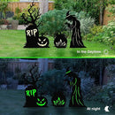 Halloween Yard Signs Outdoor Decorations，3 Pack Scary Large Witch Tombstone Cauldron Fluorescent Metal Stakes Glow in The Dark for Lawn Garden Halloween Decor (Large Witch Tombstone Cauldron) by CozyNest Decor
