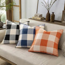 decorUhome Buffalo Plaid Check Throw Pillow Covers 16x16 Set of 2, Outdoor Decorative Farmhouse Neutral Pillow Covers with Stitched Edge for Bed Couch Sofa, Navy Blue and White by CozyNest Decor