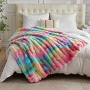 Lotus Karen Faux Fur Blanket Rainbow Twin Size - Big Bubble Rabbit Fluff Blanket for Couch, Small Fluffy Fuzzy Cozy Blanket, Thick Furry Plush Shaggy Blankets, 60x80 Inches by CozyNest Decor