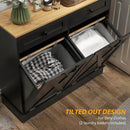 HOMCOM Tilt Out Laundry Hamper Cabinet with 2 Removable Baskets, Freestanding Bathroom Storage Cabinet with 2 Drawers, Trash Can Cabinet for Living Room, Laundry Room, Black by CozyNest Decor