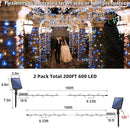 2-Pack 200FT Solar String Lights for Outside, 600 LED Extra-Bright Outdoor Light With 19 Modes & Timer, Waterproof Fairy Lights for Garden Patio Tree Christmas Decorations Blue & White by GreenHaven Gardens