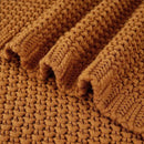 Chunky Cable Knit Throw Blanket Lightweight Burnt Orange 100% Organic Cotton Blanket for Sofa Couch Bed Baby Nursery, Rustic Shabby Chic Modern Farmhouse, 51” x 63” Give Laundering Bag by CozyNest Decor