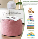 HIGOGOGO Round Stuffed Pouf Ottoman, Corduroy Poufs with Foam Chunk Filling, Furry and Fluffy Pouf Foot Stool Storage Ottoman, 20 X 15 Floor Poufs Foot Rest for Living Room, Pink by CozyNest Decor