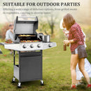 Unovivy 3-Burner Propane Gas BBQ Grill with Side Burner & Porcelain-Enameled Cast Iron Grates Built-in Thermometer, 39,000 BTU Outdoor Cooking, Patio, Garden Barbecue Grill, Black and Silver by GreenHaven Gardens