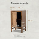 1 Door Farmhouse Nightstand, Rustic Slat Door Cabinet with 2 Shelves, Accent End Table with Storage for Bedroom, Brown